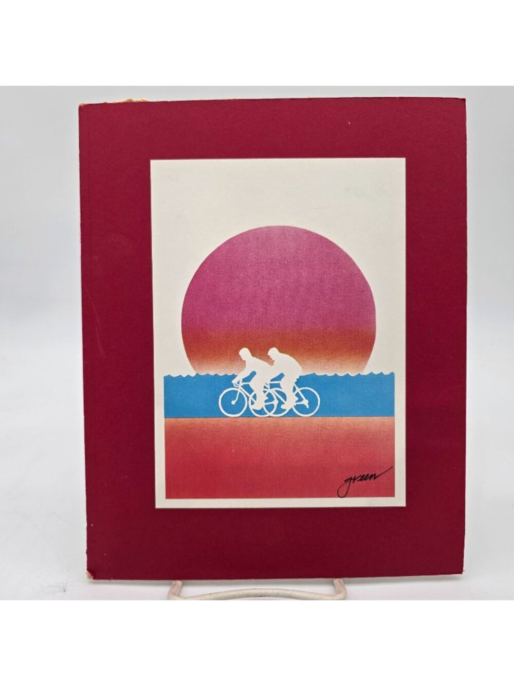 Lithograph Two Cyclists Sunset Scene Matted Art Print Dennis Green Care Package